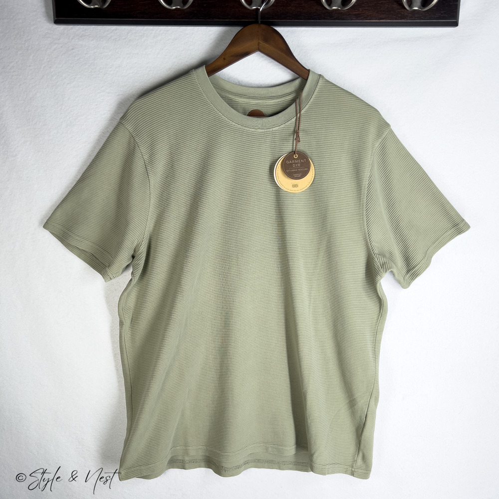 Common People Waffle Knit Tee Shirt Ribbed Sage Light Green Size Large NWT $75